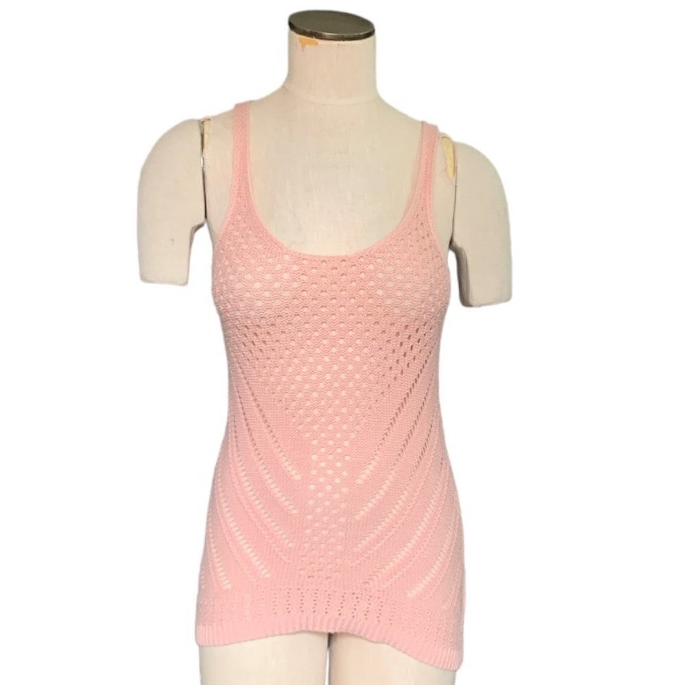 American Eagle Outfitters Sleeveless Open-Knit Tank Top Cover-up S Peach 125A